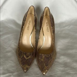 Nine West Gold Snake Pattern Heels